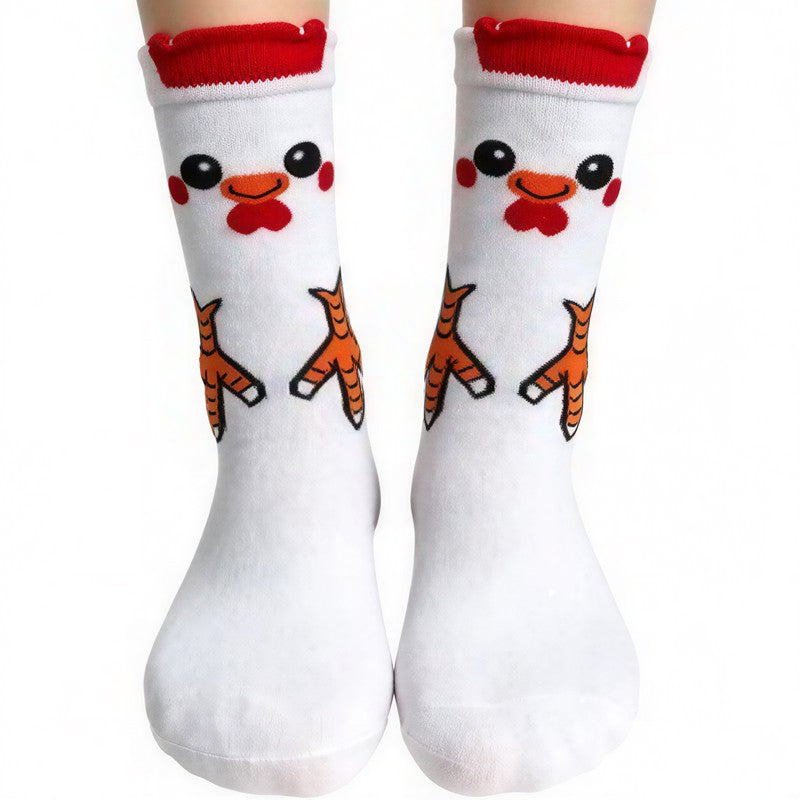Cute Cartoon Animal Print Poly Cotton Quarter Socks(4 Pairs) - Red - EU36-41(US3-8) - image 3