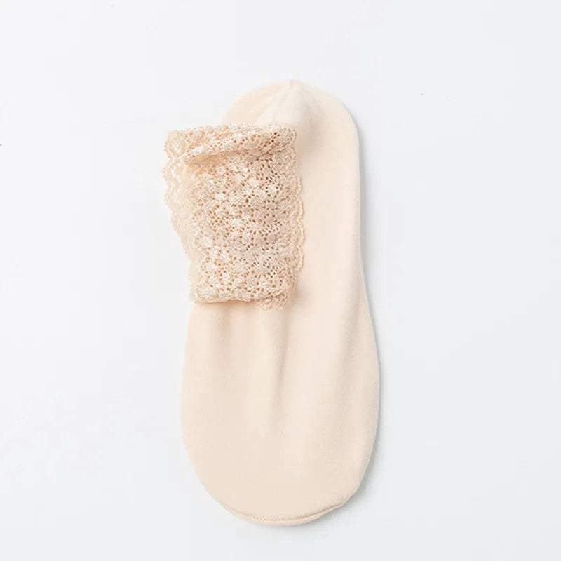 Elegant Lace Trim Ankle Socks(8 Pairs) - Nude - EU36-40(US3-7) - image 10