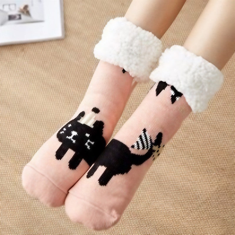 Panda Stripe Sherpa Cuff Cozy Mid Calf Slipper Socks - Pink - EU35-42(US2-8) - image 7