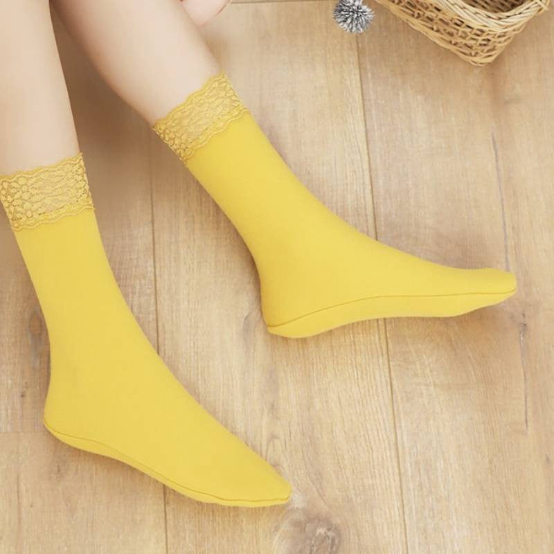 Romantic Lace Trim Quarter Socks(8 Pairs) - Yellow - EU36-40(US3-7) - image 5