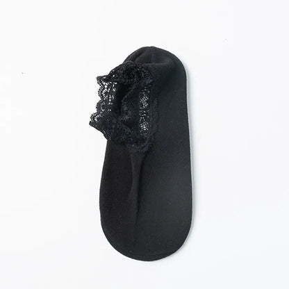 Elegant Lace Trim Ankle Socks(8 Pairs) - Black - EU36-40(US3-7) - image 9