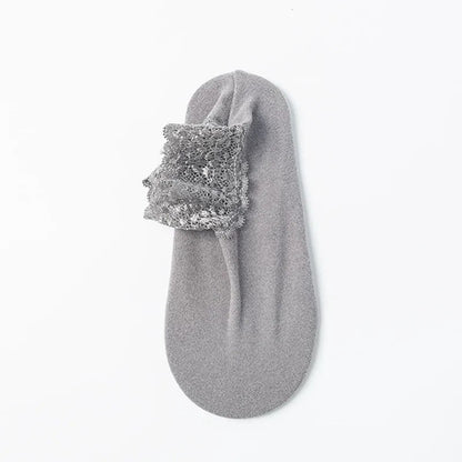 Elegant Lace Trim Ankle Socks(8 Pairs) - Grey - EU36-40(US3-7) - image 8