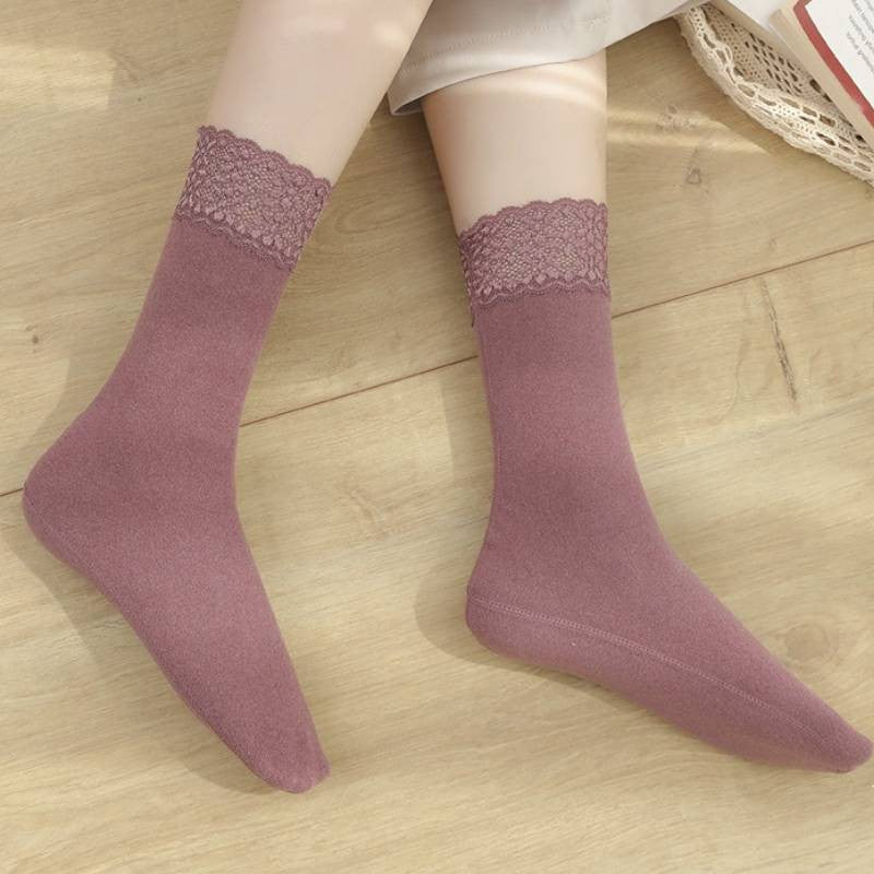 Romantic Lace Trim Quarter Socks(8 Pairs) - Purple - EU36-40(US3-7) - image 4