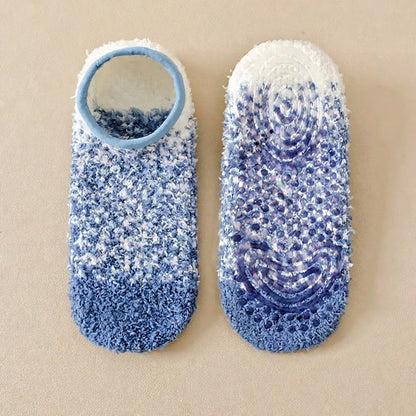 Cozy Chenille Low Cut Anti Slip Home Slipper Socks(3 Pairs) - Blue - EU36-44(US3-10) - image 5