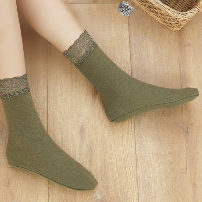 Romantic Lace Trim Quarter Socks(8 Pairs) - Army Green - EU36-40(US3-7) - image 2