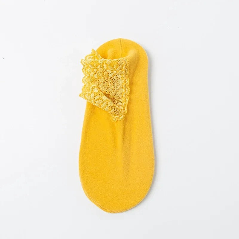 Elegant Lace Trim Ankle Socks(8 Pairs) - Yellow - EU36-40(US3-7) - image 6