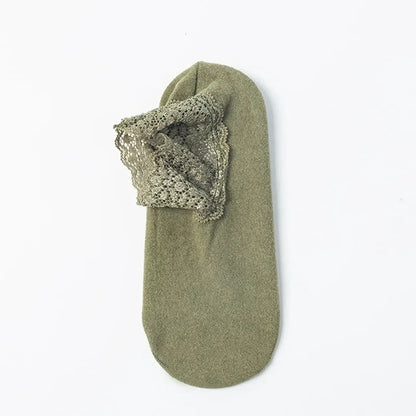Elegant Lace Trim Ankle Socks(8 Pairs) - Army Green - EU36-40(US3-7) - image 4