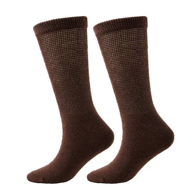 Breathable Ribbed Crew Socks(3 Pairs) - Brown - EU37-44(US4-10) - image 1