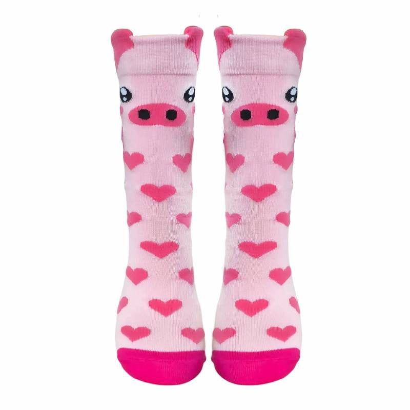 Cute Cartoon Animal Print Poly Cotton Quarter Socks(4 Pairs) - Dark Pink - EU36-41(US3-8) - image 6