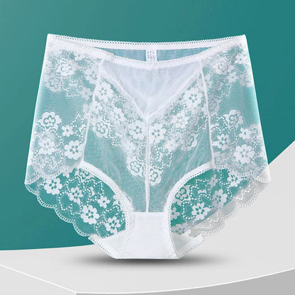 High-Waisted Floral Panty(5 Pairs) - White - 3XL - image 19
