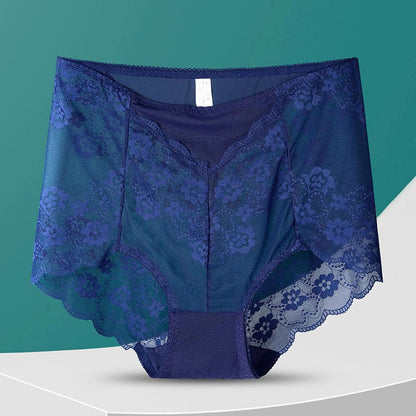 High-Waisted Floral Panty(5 Pairs) - Navy Blue - 3XL - image 9