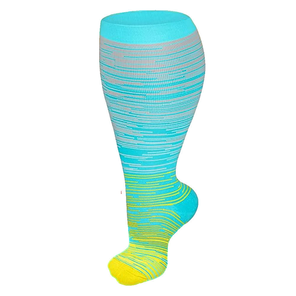 Plus Size Bright Stripe Compression Socks 2XL-7XL(3 Pairs) - Yellow - 7XL - image 18