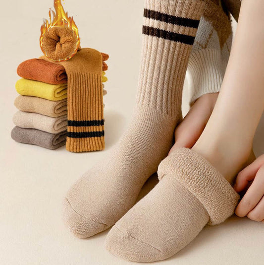 Striped Warm Wool Quarter Socks(5 Pairs) - image 0