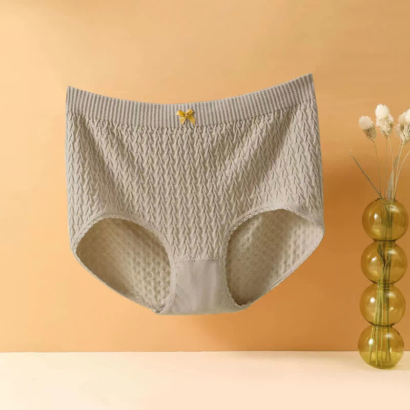 High-Waisted Bow Tie Panty(5 Pairs) - Grey - 4XL - image 11