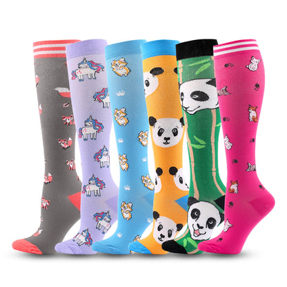 Cute Panda Pattern Compression Socks(6 Pairs) - Multicolor - L/XL - image 1