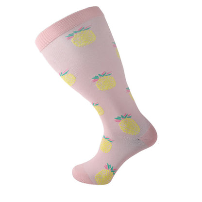 2XL-7XL Pink Pineapple Plus Size Compression Socks(3 Pairs)