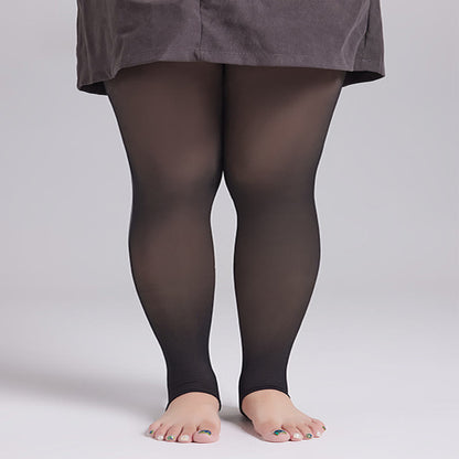Plus Size High Waist Thick Pantyhose - 330g(Plus Velvet) - Black - Stirrup Tights - image 1
