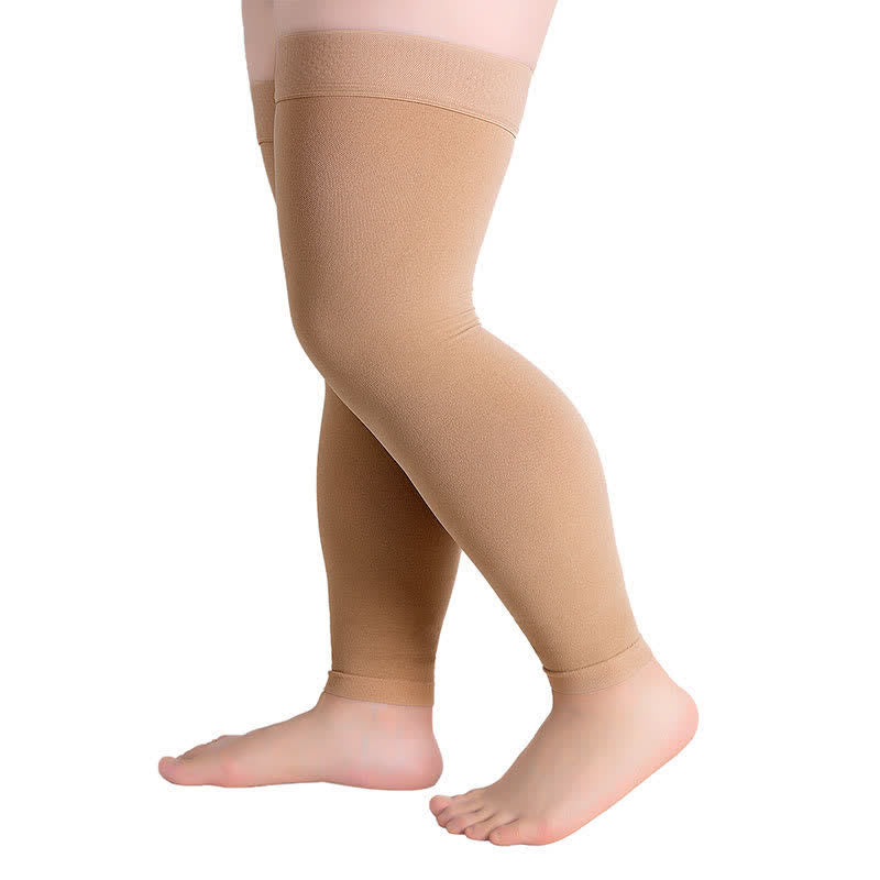 Plus Size Thigh High Toeless Compression Sleeve - Nude - 4XL - image 2