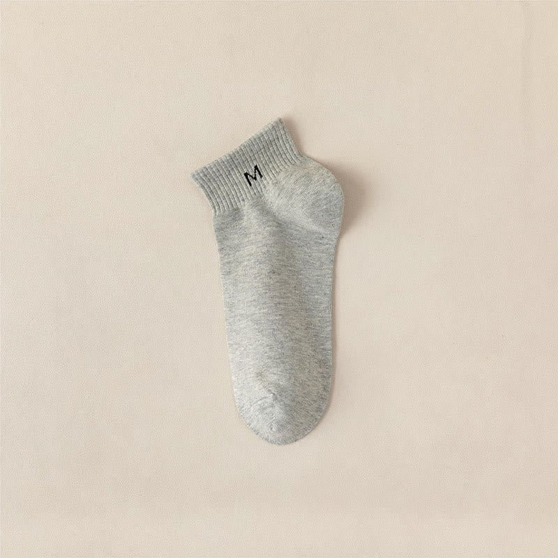 Solid Cotton Ankle Socks(5 Pairs) - EU44-50(US10-15) - Light Gray - image 6