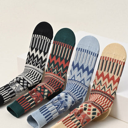 Retro Pattern Crew Socks(2 Pairs) - image 4