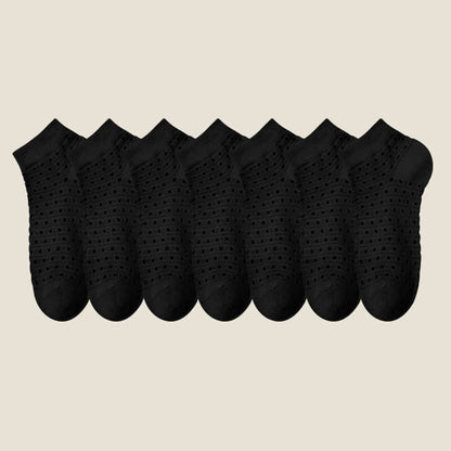 Plus Size Hollow Mesh Ankle Socks(7 Pairs)