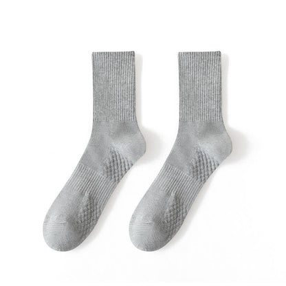 Solid Breathable Quarter Socks(4 Pairs) - EU43-48(US6-12) - Gray - image 4