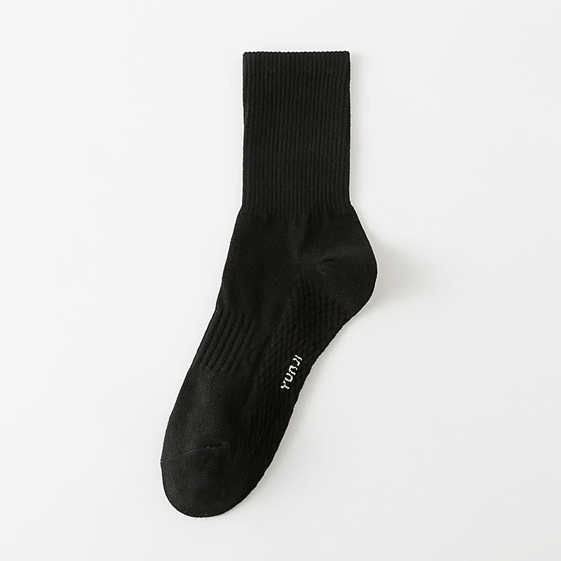 Solid Color Thickened Quarter Socks(5 Pairs) - Black - EU40-48(US7-13) - image 10