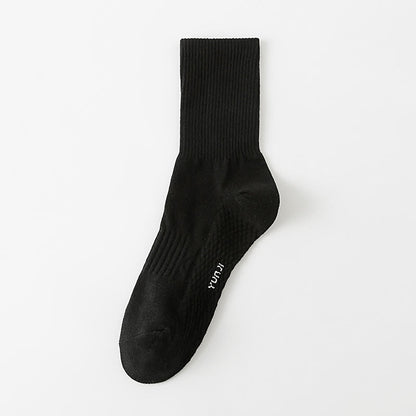 Solid Color Thickened Quarter Socks(5 Pairs) - Black - EU40-48(US7-13) - image 10