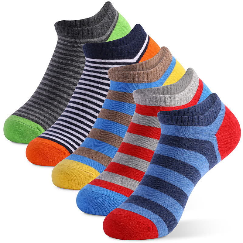 Colorful Striped Cotton Ankle Socks(5 Pairs) - 40-46 - Multicolor - image 0
