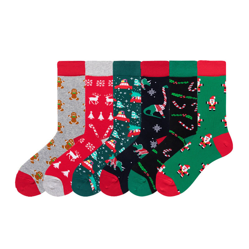 Christmas Stretchy Novelty Crew Socks(6 Pairs) - Multicolor - EU41-46(US7.5-12) - image 0