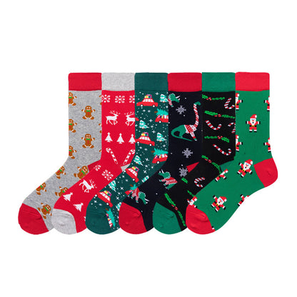 Christmas Stretchy Novelty Crew Socks(6 Pairs) - Multicolor - EU41-46(US7.5-12) - image 0