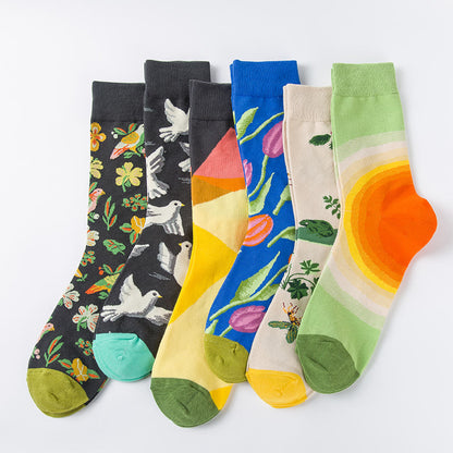 Tulip Dove Pattern Crew Socks(6 Pairs) - image 7
