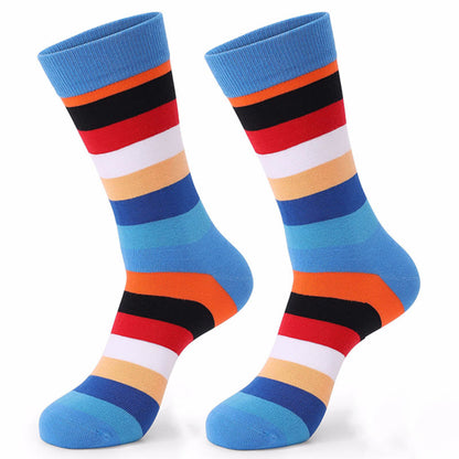 Colorful Striped Cotton Novelty Crew Socks(5 Pairs) - image 7