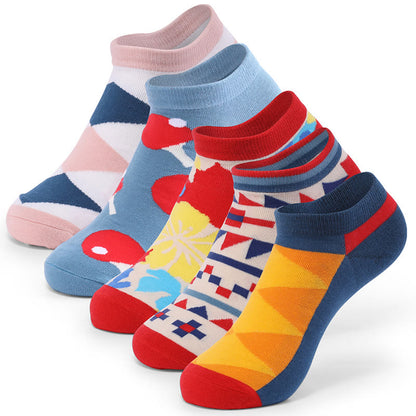 Plus Size Color Contrast Ankle Socks(5 Pairs)