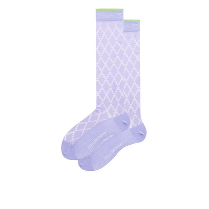 Purple Diamond Pattern Glass Sheer Compression Socks