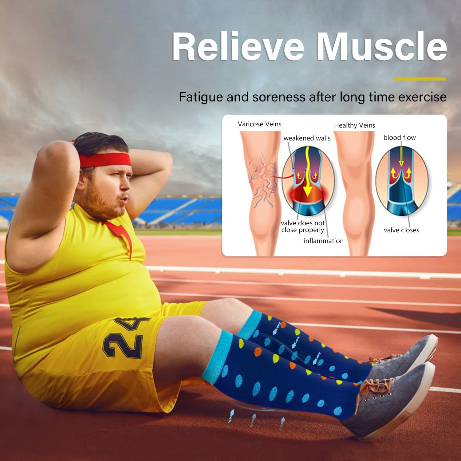 Plusock Dot Pattern Plus Size Compression Socks 2XL-7XL(3 Pairs) - image 4