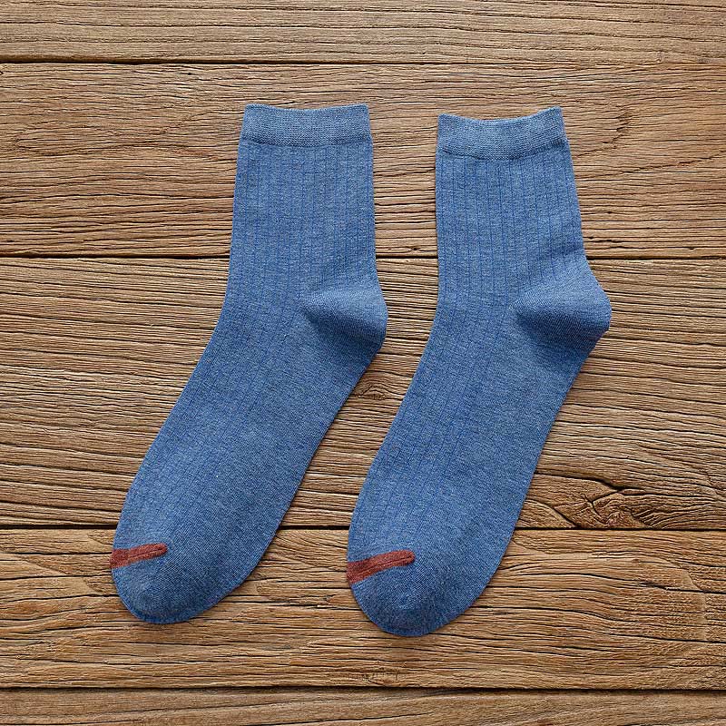 Pure Color Liner Cotton Socks(6 Pairs) - 42-48 - Blue - image 13