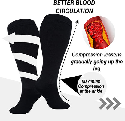 Plusock Solid Pure Color Plus Size Compression Socks 2XL-7XL(3 Pairs) - image 1