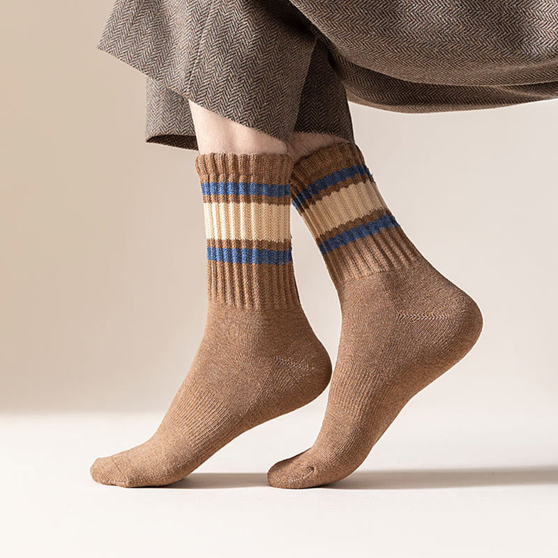 Plus Size Thickened Stripes Quarter Socks(7 Pairs) - image 7