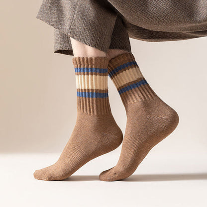 Plus Size Thickened Stripes Quarter Socks(7 Pairs) - image 7