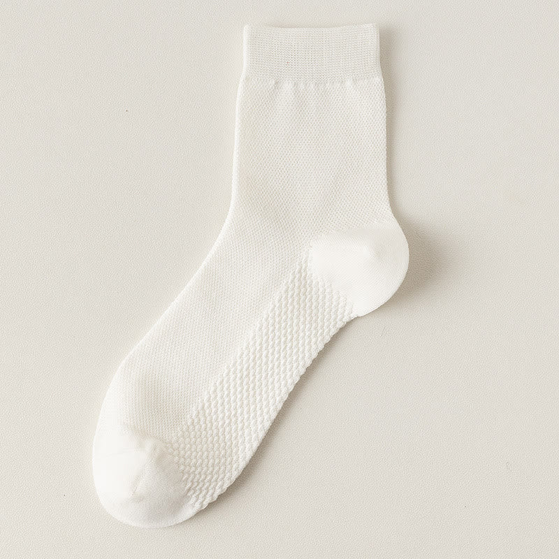 Cotton Mesh Quarter Socks(5 Pairs) - White - EU39-46(US5-12) - image 15