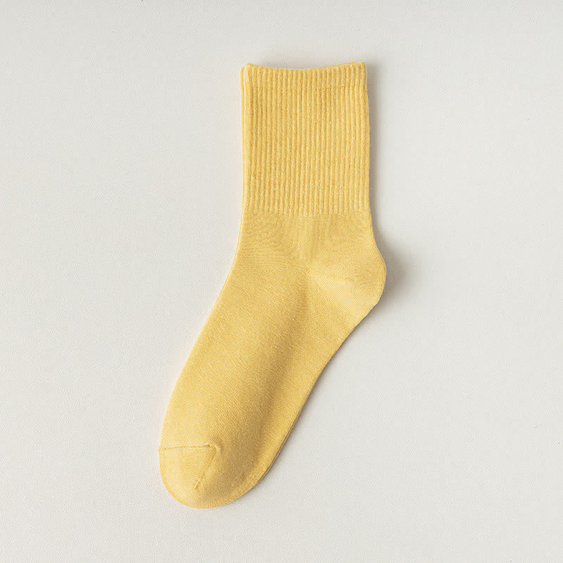 Comfy Cotton Quarter Socks(6 Pairs) - Yellow - EU39-43(US5-9) - image 8
