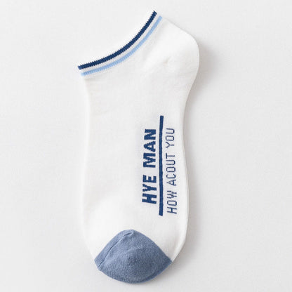 Wide Calf Letter Pattern Cotton Socks(3 Pairs) - 42-48 - White - image 5