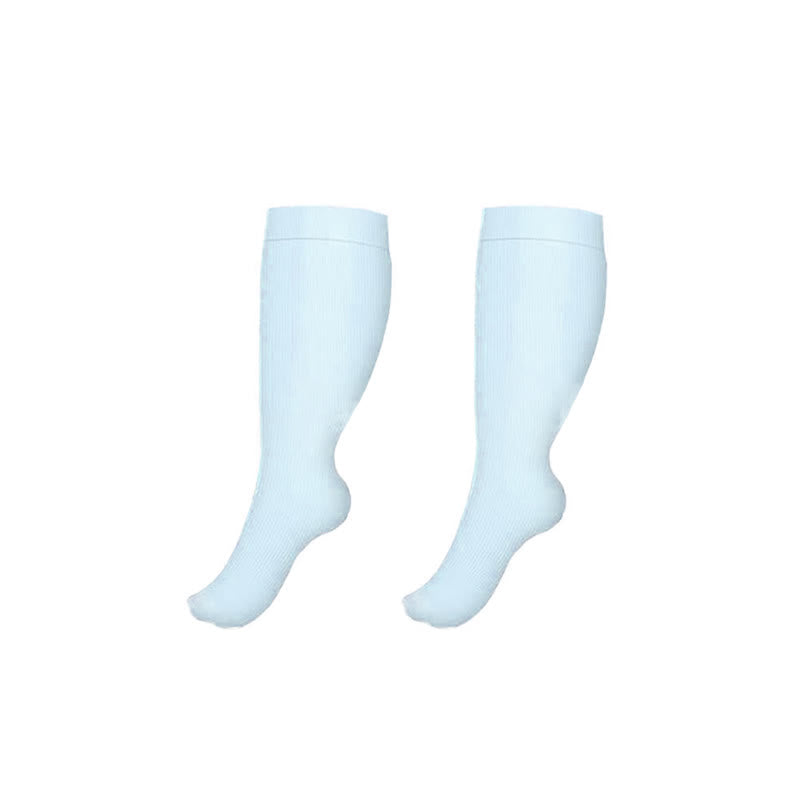 Plus Size Solid Color Compression Socks(3 Pairs) - Light Blue - 4XL - image 2