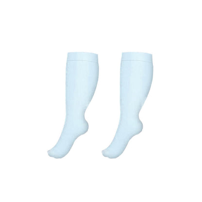 Plus Size Solid Color Compression Socks(3 Pairs) - Light Blue - 4XL - image 2
