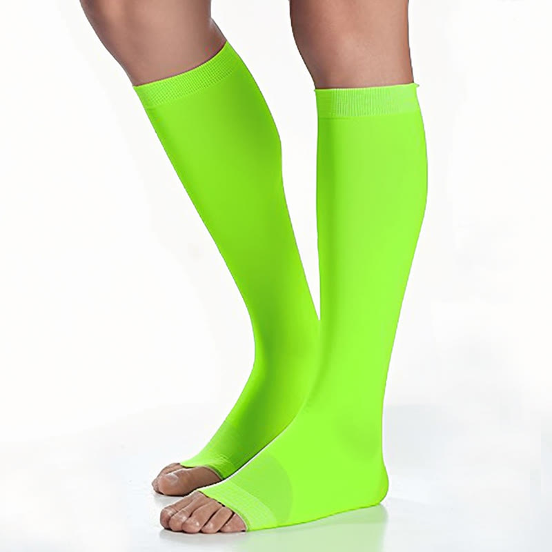 Plus Size Multicolor Open Toe Compression Socks  - Green - 4XL - image 11