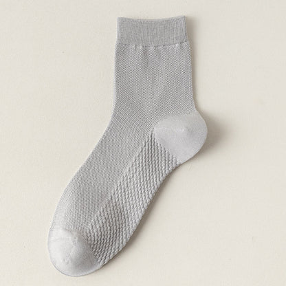 Cotton Mesh Quarter Socks(5 Pairs) - Light Gray - EU39-46(US5-12) - image 18