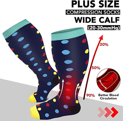 Plusock Dot Pattern Plus Size Compression Socks 2XL-7XL(3 Pairs) - image 1