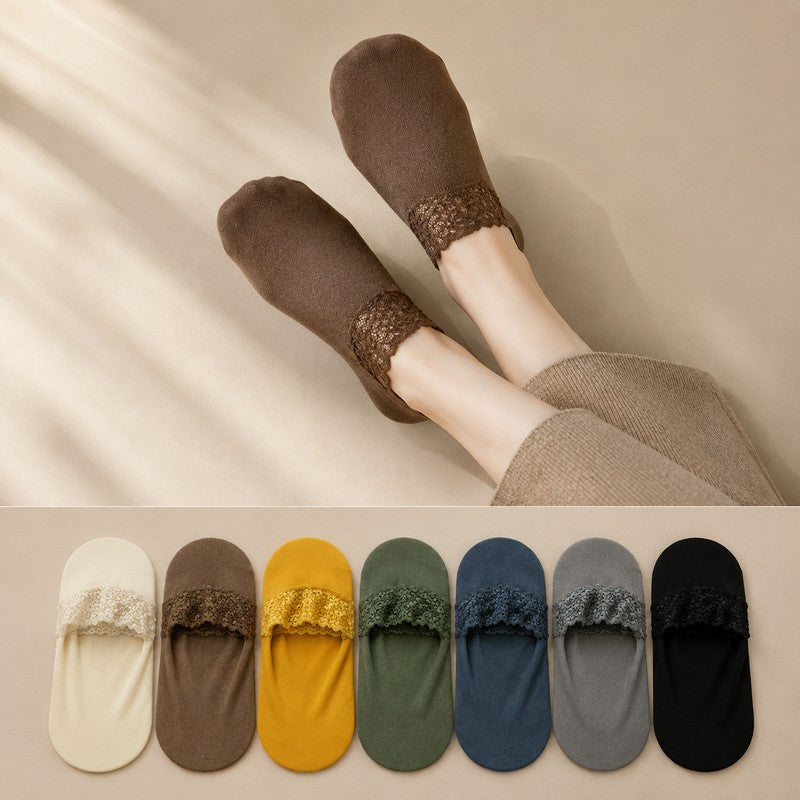 Elegant Lace Trim Ankle Socks(8 Pairs) - Multicolor - EU36-40(US3-7) - image 0