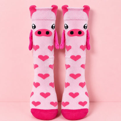 Cozy Hand Holding Animal Mid-Calf Socks(2 Pairs) - D - EU36-41(US3-8) - image 4